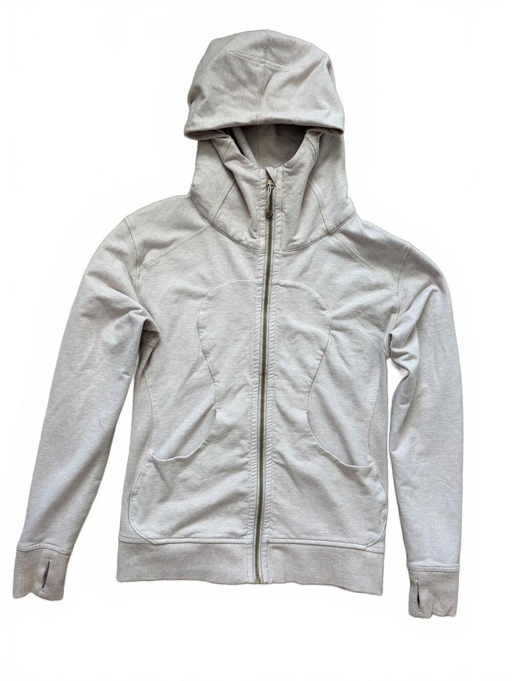 Lululemon Scuba Full Zip Hoodie Womens Size 6 Heathered Oatmeal Beige